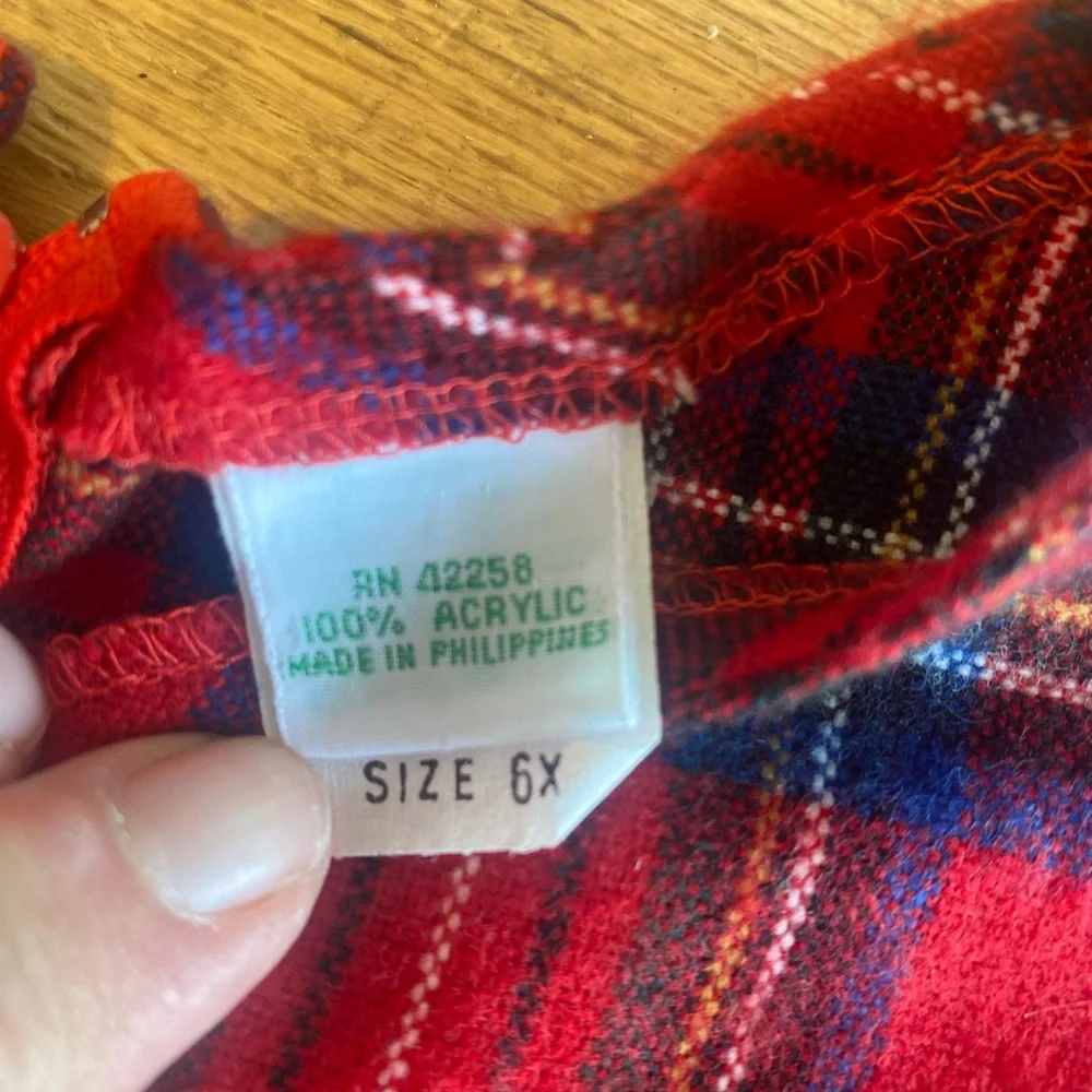 Holiday Plaid‎ Sleeveless Drop waist Dress  Girls 6x Preloved